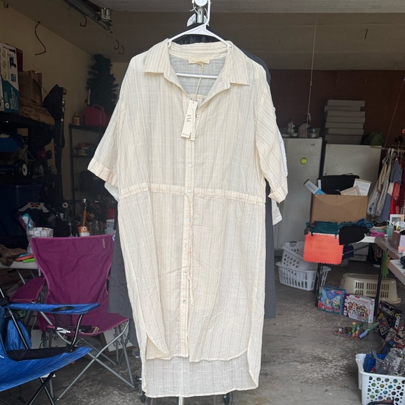 Lovestitch Beige Striped Midi Dress - Picture 1 of 2